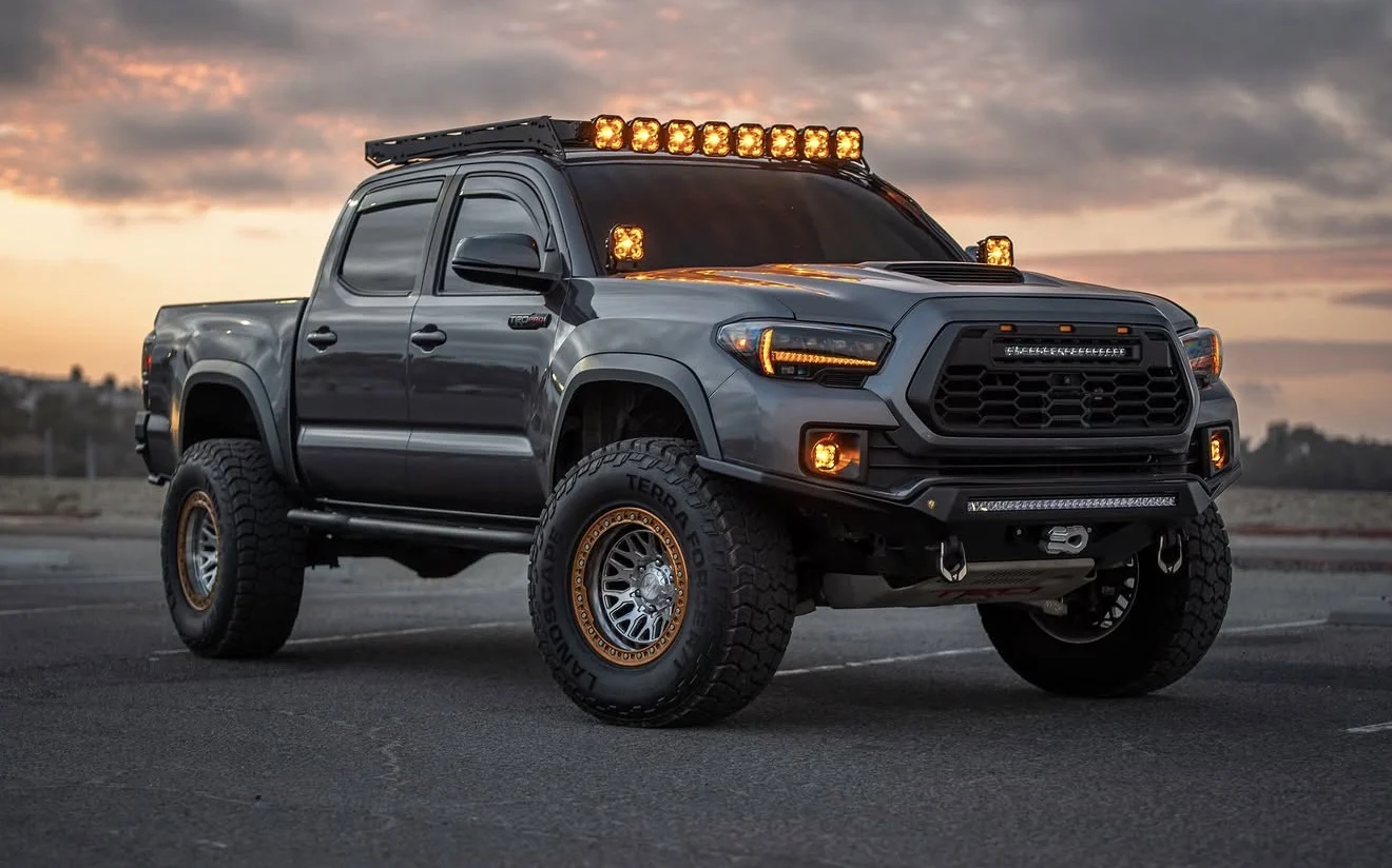 Kevin Castillo’s Toyota Tacoma with yellow Special Lighting Sigma X5 roof and ditch lights